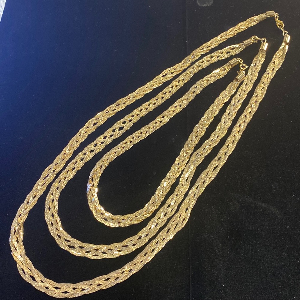 Bright 3 Gold Braided Chain Set
